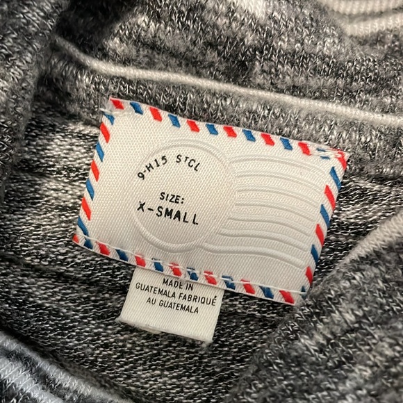 Postmark (Anthro) Mika Gray and White Striped Turtleneck Sweater - Picture 6 of 8